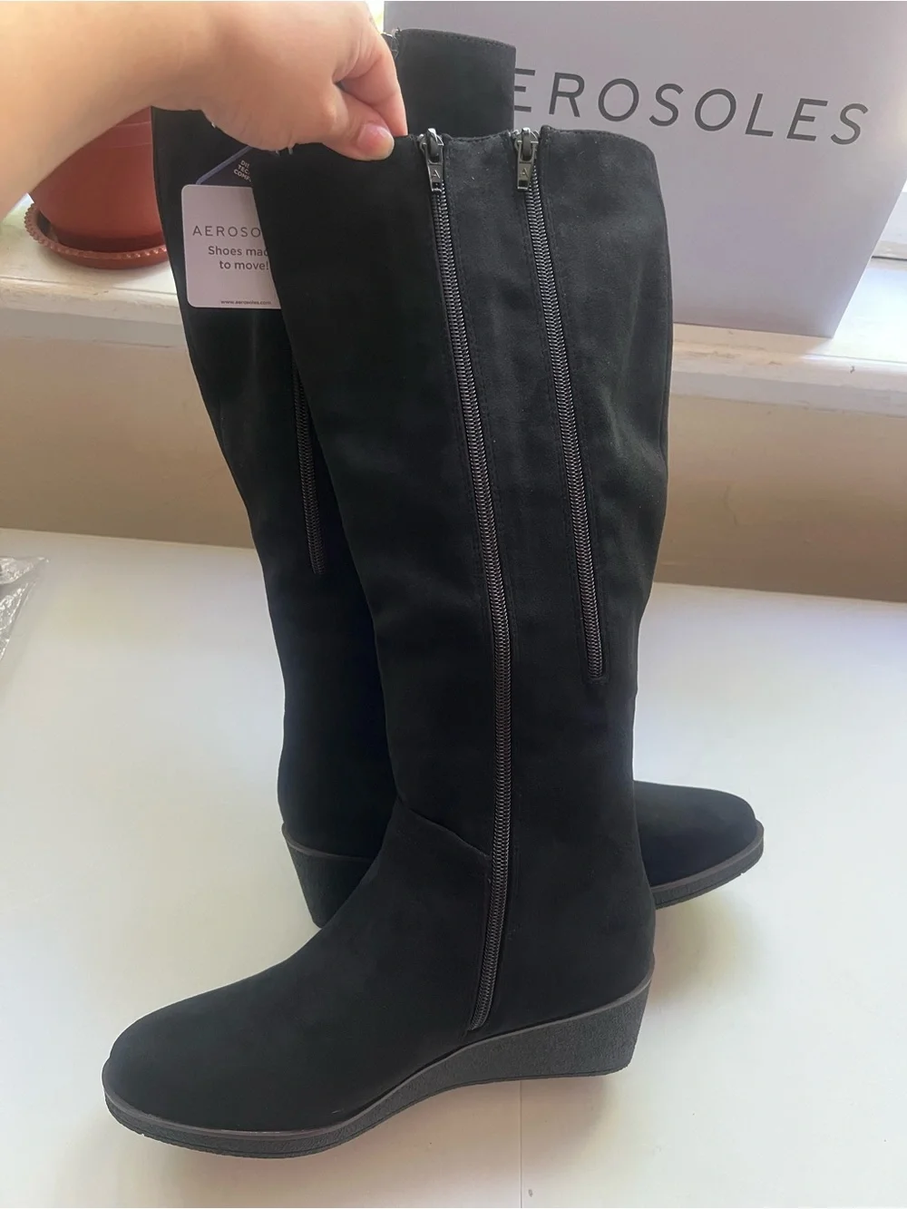 Aerosoles Binocular Women's Wedge Faux Suede Knee-High Boots